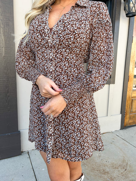 Days Like These Button Front Floral Dress, Brown
