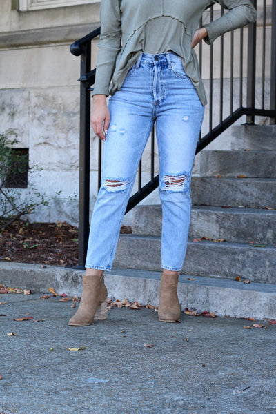 Get to the Point High Waisted Distressed Denim