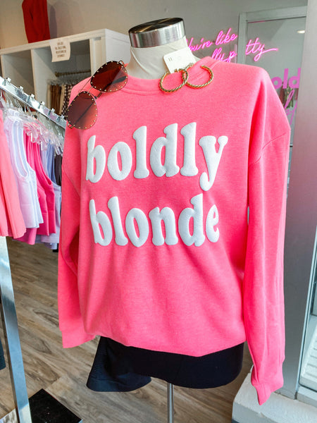 Boldly Blonde Logo Sweatshirt, Bright Pink