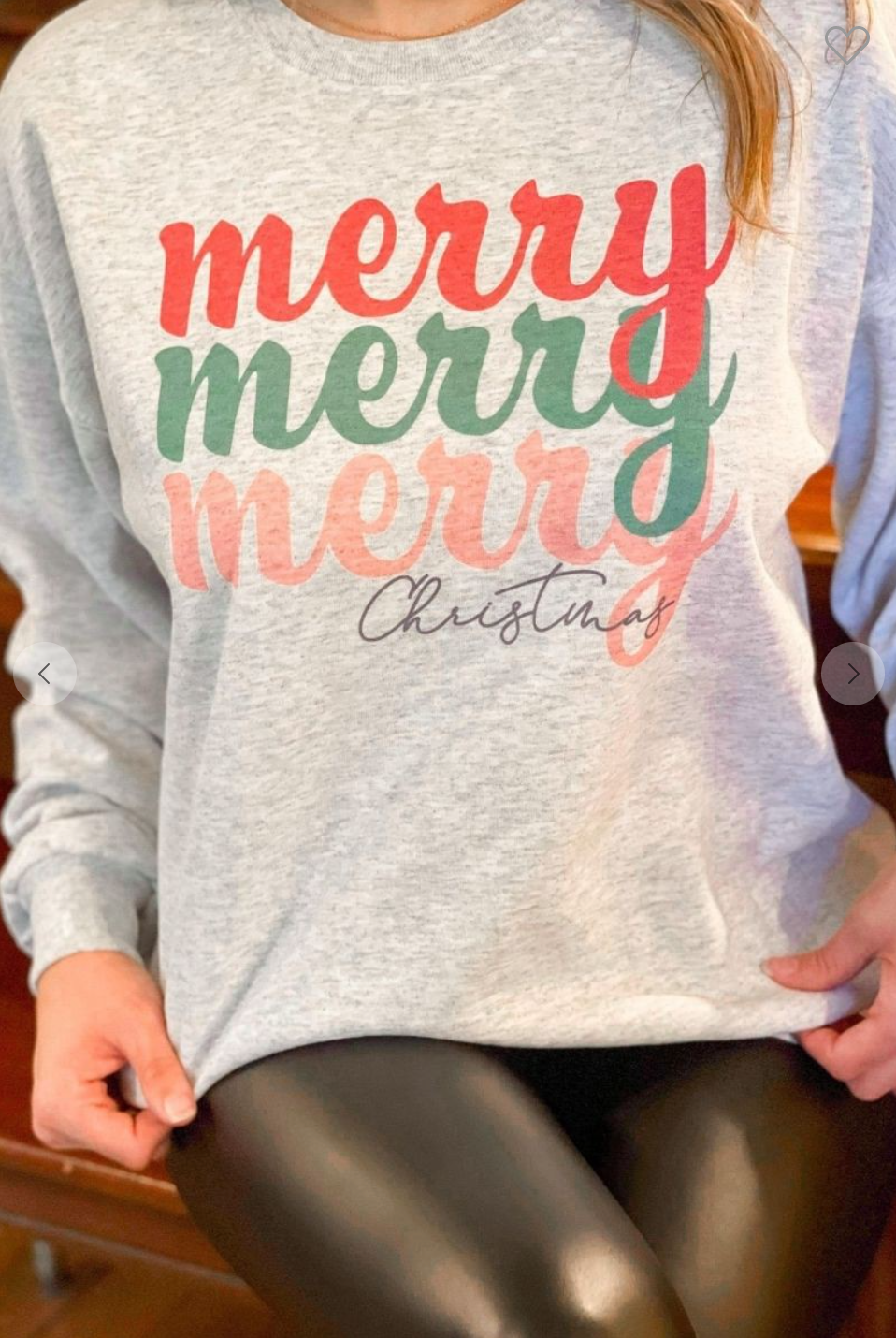 Merry Christmas Stacked Sweatshirt, Ash Gray
