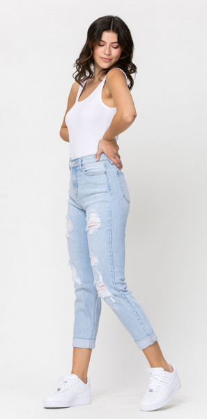 Simply the Best High Rise Cuffed Mom Jeans
