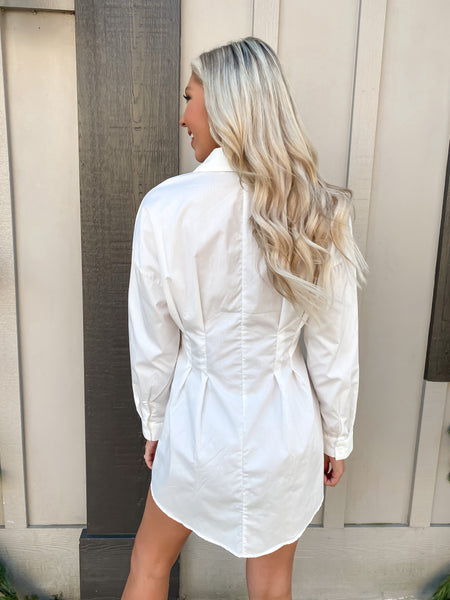 Thinking of You Button Up Dress, White