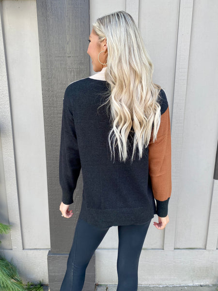 Let’s Talk Later Color Block Sweater