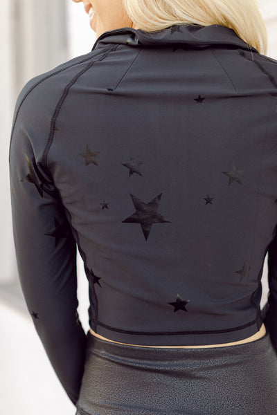 Star Print Black Athletic Jacket